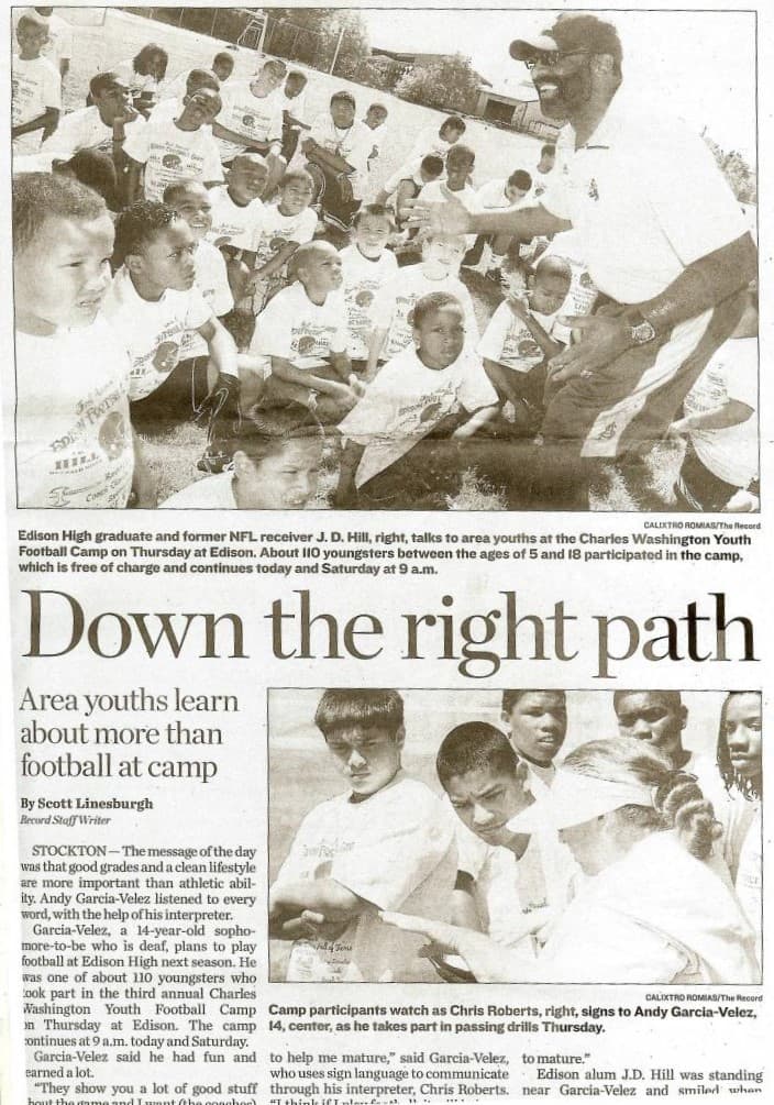 Charles Washington football camp